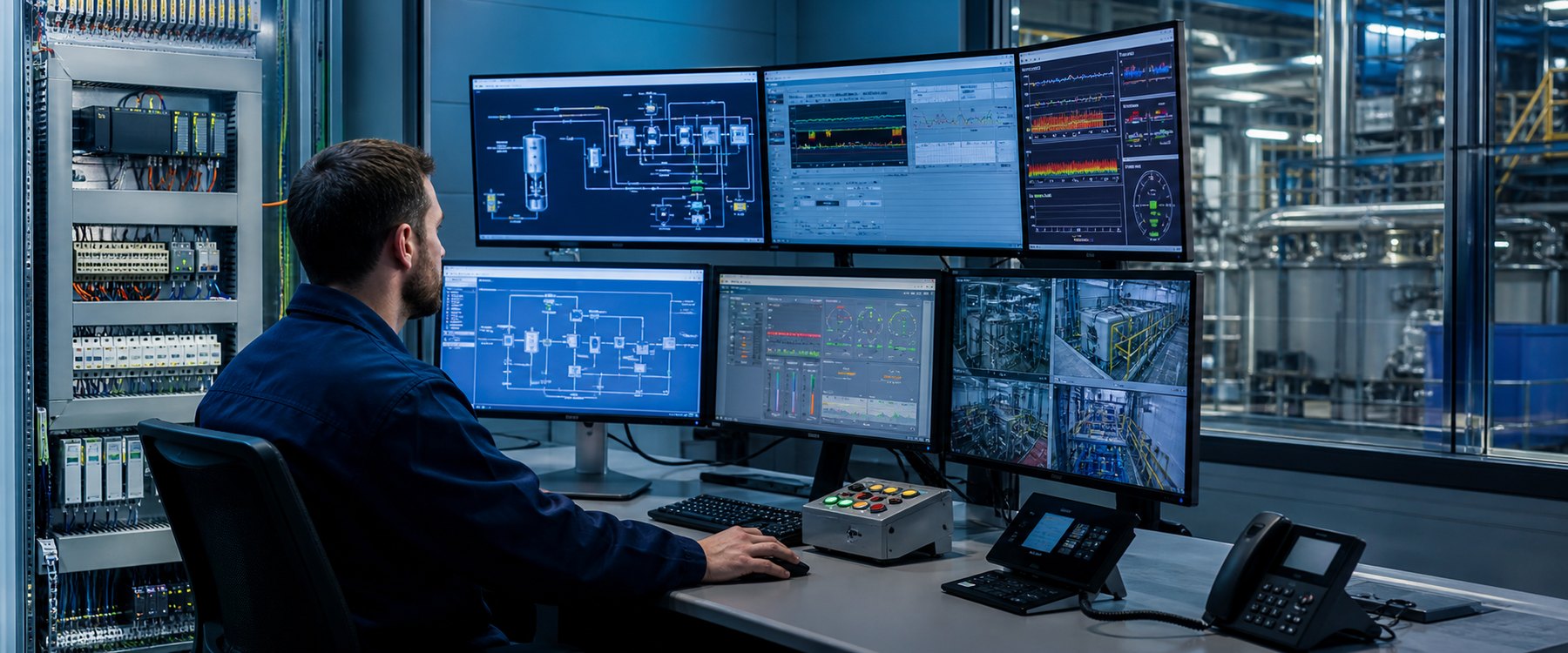 SCADA and PLC programming control room